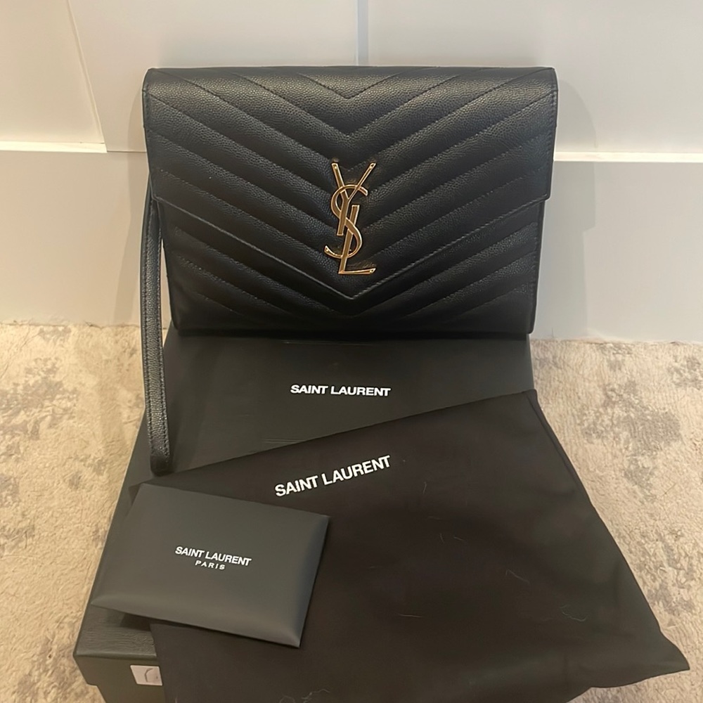 Cassandre Saint Laurent YSL Matelasse monogram Clutch Pouch